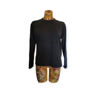 J. Crew Mercantile top sweater black plaid collar long sleeve cotton Large